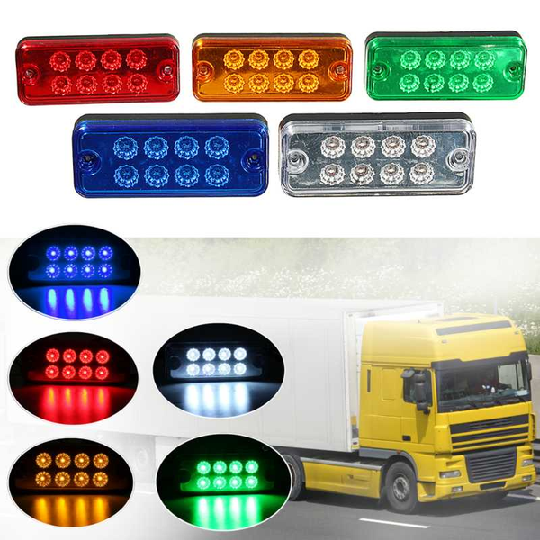 

2pcs car led side light tail clearance lamp trailer truck recovery position 8 led side maker lights lamps 12v-24v