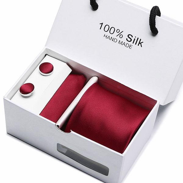 

2.95inch(7.5 cm) width ensemble wine red paisley man tie, handkerchief and cufflinks gift box packing many color, Blue;purple