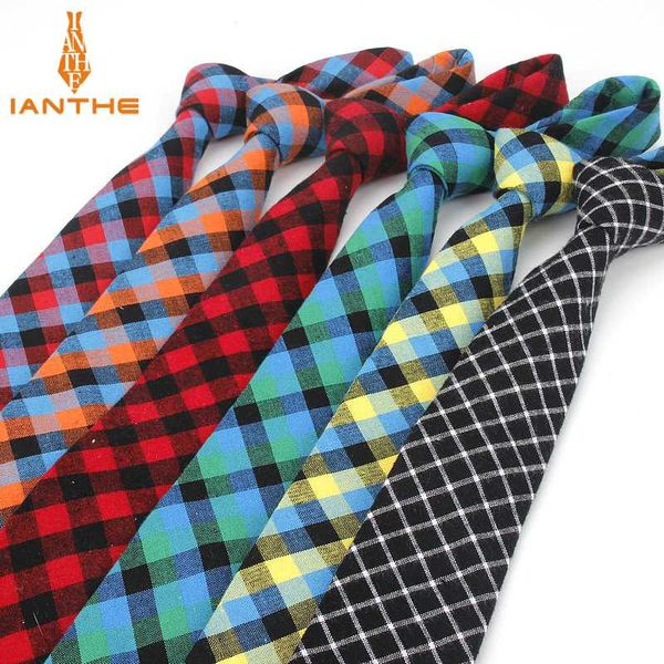 

fashion 100% cotton ties for men casual plaid necktie gravatas corbatas slim suits vestidos mens neckties party narrow neck tie, Blue;purple