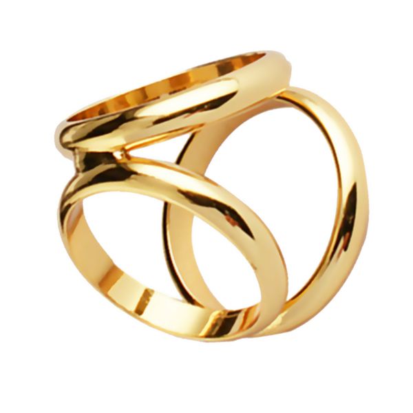 

tricyclic round gold tone scarf ring silk scarf clip three rings buckle, Gray