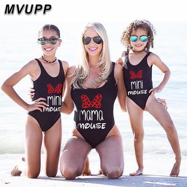 

mom kids girl baby swimwear daughter bikini swimming suit summer cartoon fashion look beachwear mommy me bathing suit, Blue