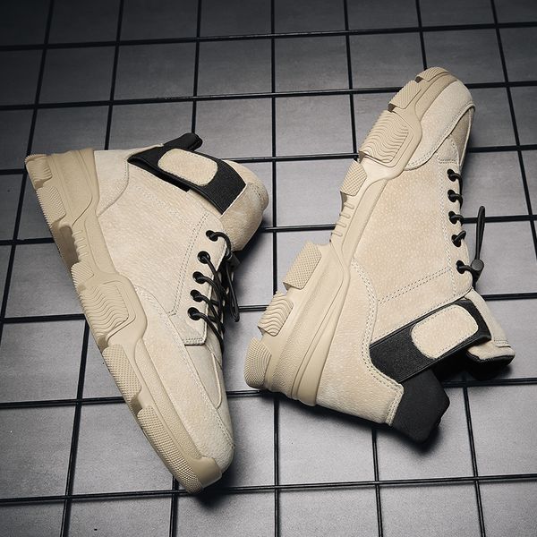 

leisure casual sneakers mens shoes male high casual men sports highhigh sneaker for mens causal flat leather man shoe, Black