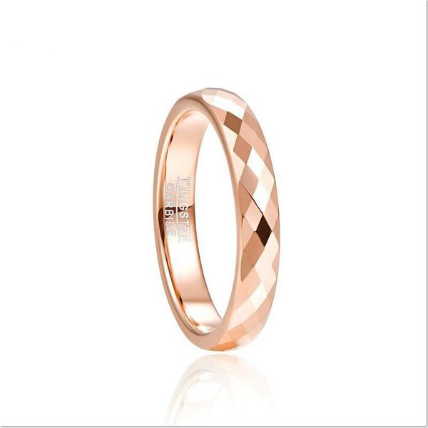 

wedding rings tungsten carbide ring 4mm width hammered finish rose gold color band for women comfort fit, Slivery;golden