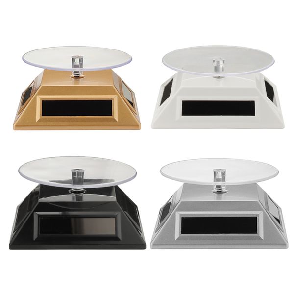 

360 rotating turntable solar showcase jewelry watch ring phone stand display jewelry organizer hard display stand 4 colors, Pink;blue
