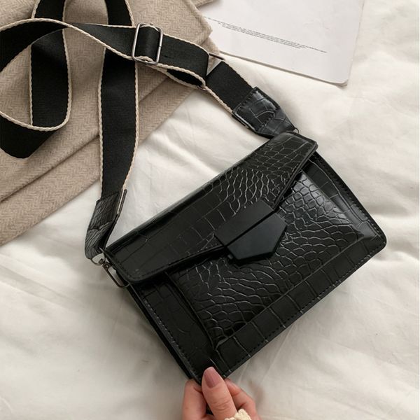 

2020 new mini handbags women fashion ins ultra fire retro wide shoulder strap messenger bag lady simple style crossbody bags