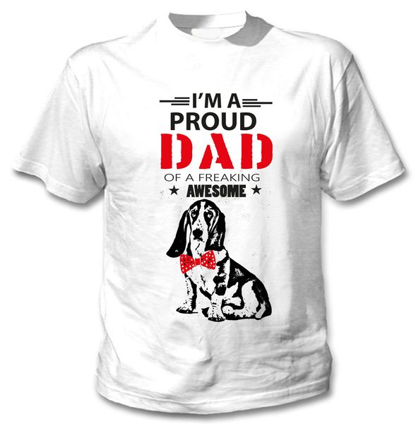 

2019 basset hound - im a proud dad - new cotton white tshirt