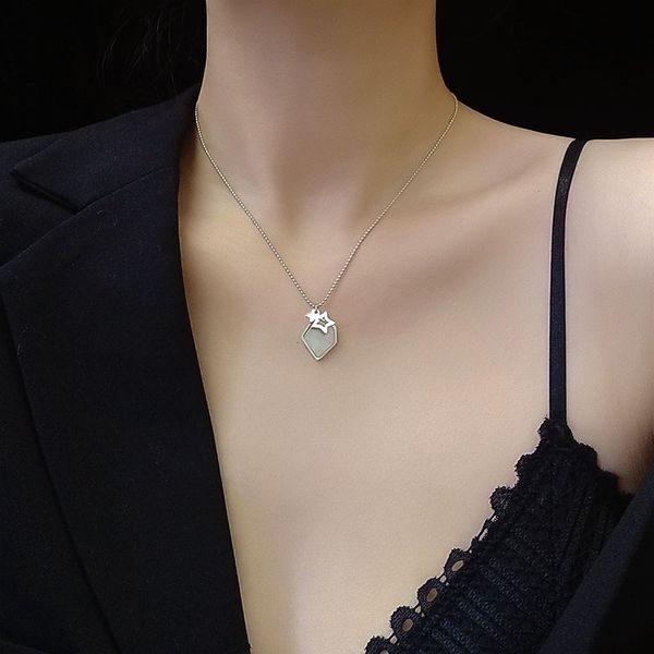 

pendant necklaces irregular abalone shell clavicle necklace for women luxury five-pointed star fashion stainless steel jewelry, Silver
