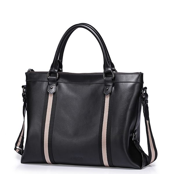 

2016 новая мода полосатых мужская кожа top handle tote бизнес работа портфель повседневная crossbody съемный плечевой ремень сумка