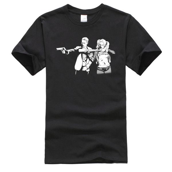

suicidesquad pulp fiction черная футболка высокого качества 100% хлопок crewneck мужчины топы тенниска 2019 скидка с коротким рукавом футбол