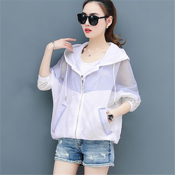 

2020 summer new women letter embroidery loose hooded long sleeve thin sunscreen coat plus size casual cardigan sun outerwear 3xl, Black;brown