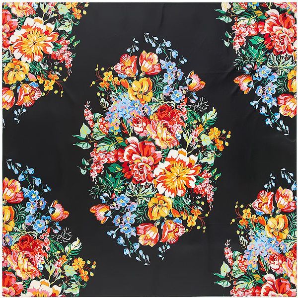 

shawls 130130cm women bandana luxury wraps hijab headband silk twill for scarves large kerchief print scarf square floral brand oevjt, Black