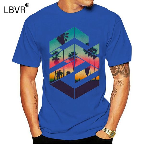

geometric landscape picture t shirts sunset beach park mens tshirts round collar 100% cotton mens t shirts good quality