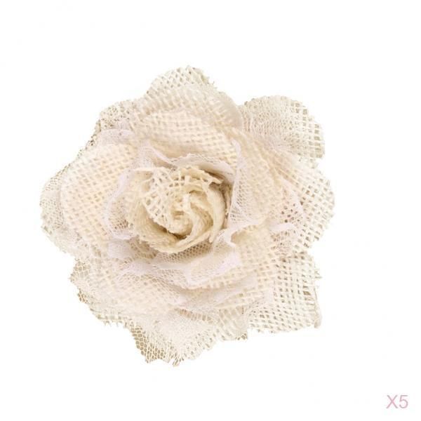 

lot of 5pcs hessian lace rose heads party home diy craft decoration