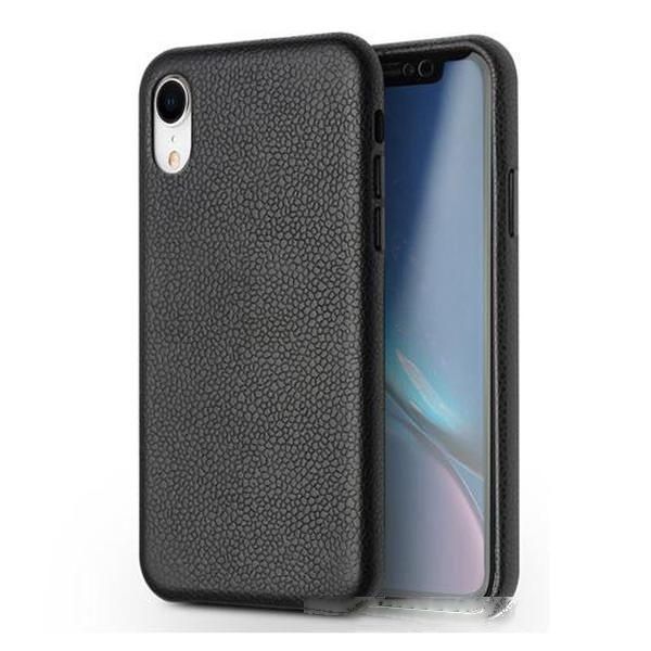 

wholesale phone case for iphone xr classic litchi texture calf skin genuine leather coated pc back cover for iphone xr celular bag