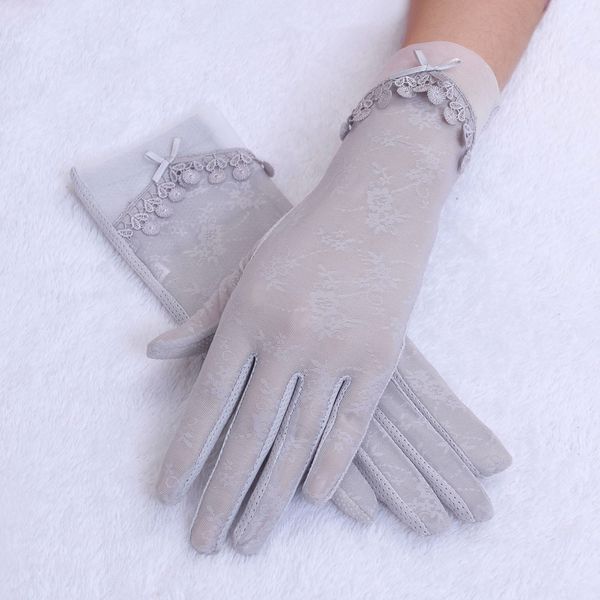 

1 пар девочки kids белых искусственного жемчуга ажурных женщины летний уф-proof вождение перчатки кружево xl0p, Silver