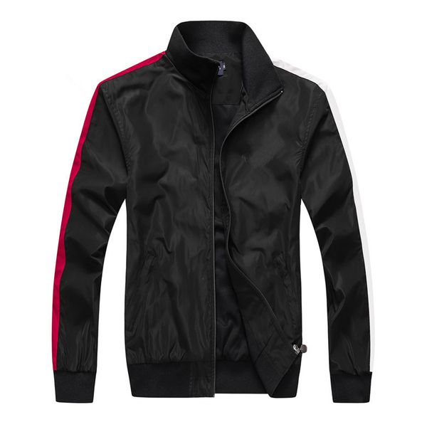 

jacket man slim solid color waterproof long sleeve zip stand collar tommy blazer casual baseball jacket t, Black;brown