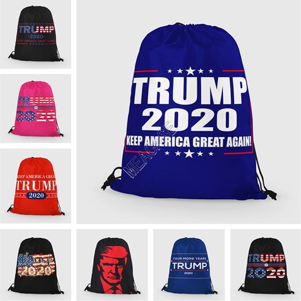 

дональд трамп 2020 drawstring мешки плеча unisex рюкзак большие кошельки кошельки хранения totes мода спорт путешествия пакеты 35 * 42см d91, Black
