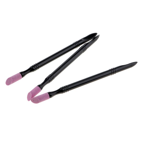 

3 pcs nail cuticle remover pen pusher trimmer buffer quartz stone scrub pen