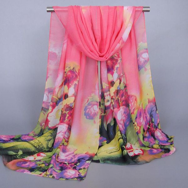 

25# floral print silk satin scarf large shawls foulard scarves fashion women long soft wrap scarf ladies shawl chiffon, Blue;gray
