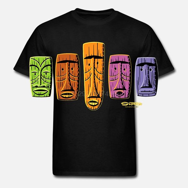 

шэг мужские футболки hipster 60s пять tikis groovy тики черный ретро beatnik vintage