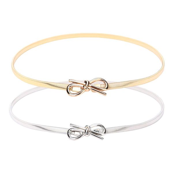 

new fashion belt for women bow clasp front stretch skinny elastic woman belt bowknot waist strap gold/silver ceinture femme, Black;brown