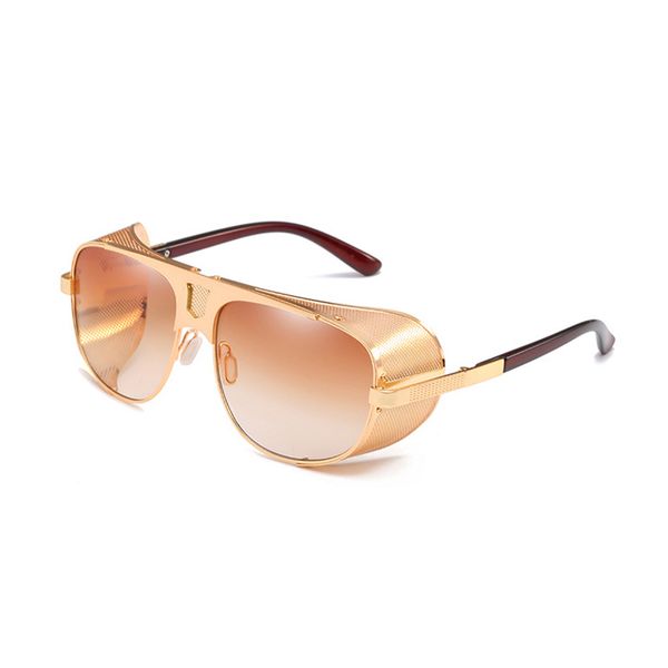 

sunglasses gradient brown windproof sun glasses men vintage metal gothic steampunk thick side hollow goggles uv400 shade eyewear, White;black
