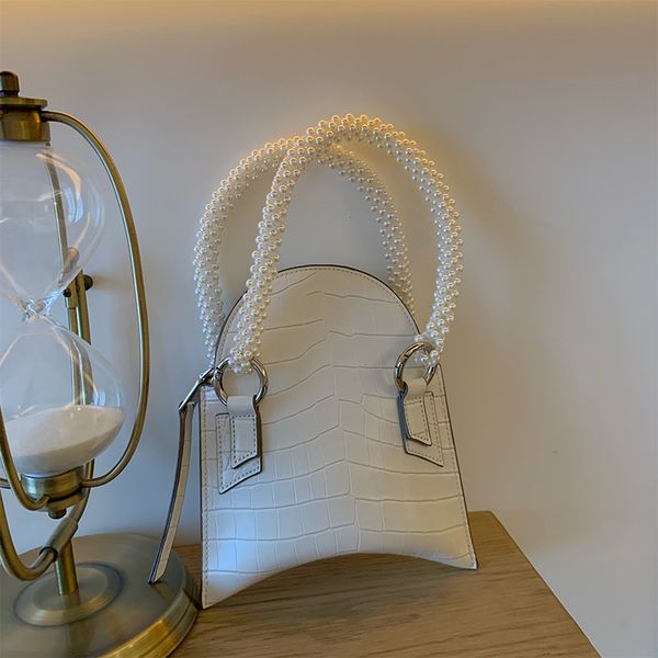 

crocodile pattern french niche handbag women 2020 new pearl retro solid color mobile phone bag coin purse a560