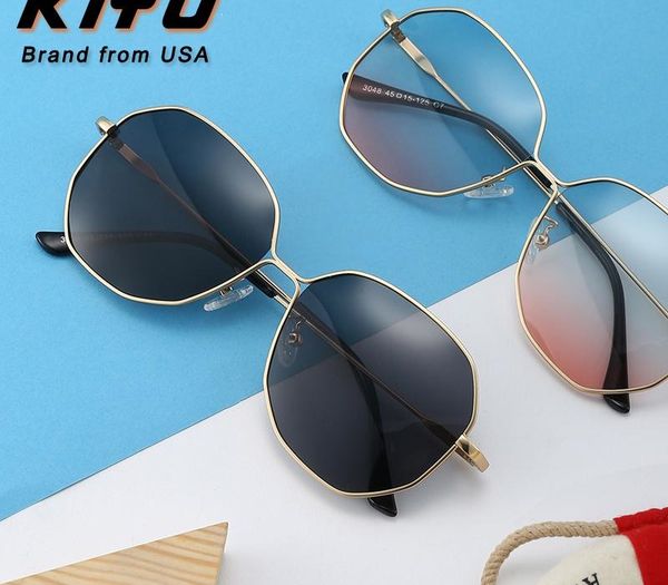 

kiyo brand 2020 new kids polygonal polarized sunglasses metal fashion sun glasses uv400 driving eyewear 3048, White;black