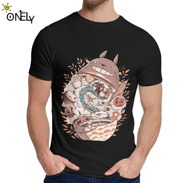 

pure cotton ramen horor hayao miyazaki japanese anime t-shirt unique design soft cotton fashion o-neck tee
