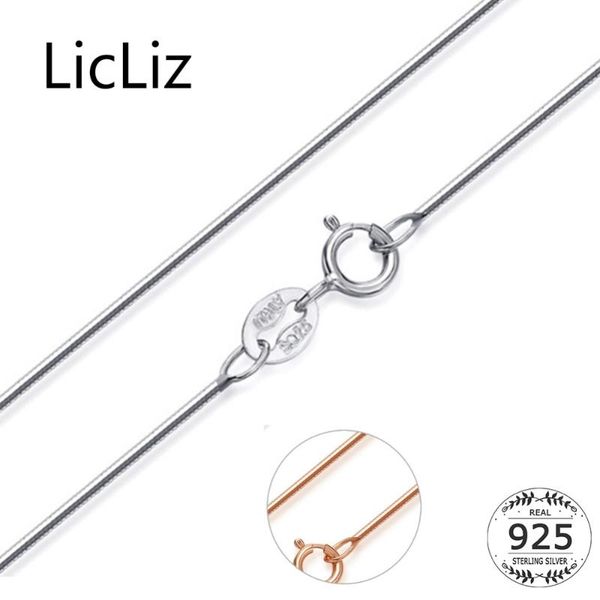 

licliz 925 sterling silver eight angled diy snake chain necklace 40 45cm for women long 1mm width white rose gold jewelry ln9988