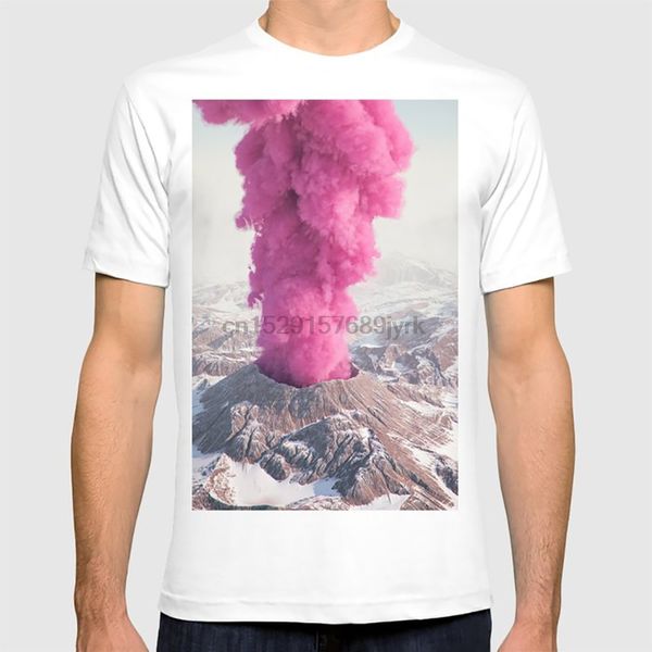 

pink eruption t shirt pop art 3 d volcano smoke eruption mountain aerial landscape surreal