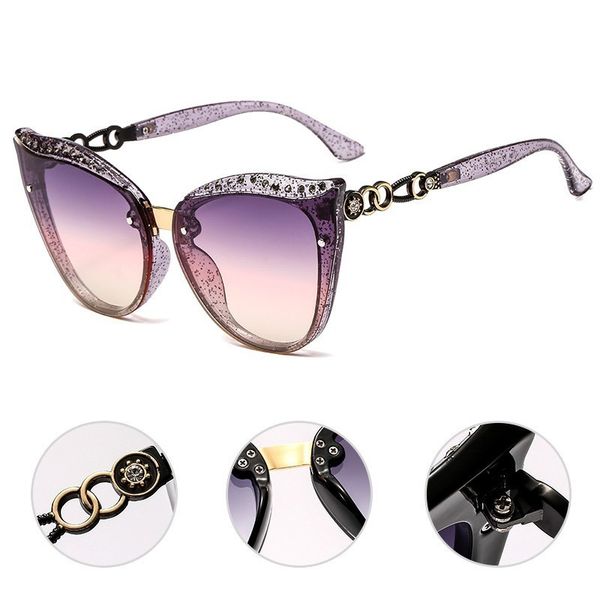 

fashion cat eye diamond sunglasses women new brand designer trend vintage sun glasses female oculos lentes gafas de sol uv400, White;black
