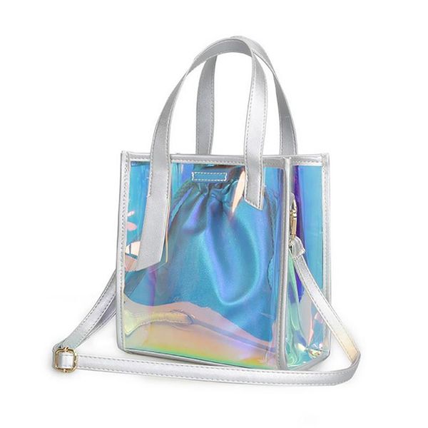 

большая емкость цвет лазера женские сумки tote мода голографическая crossbody сумка с внутренней кошелек