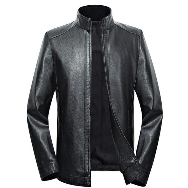 

plus size men genuine leather jacket 5xl 6xl 7xl spring and autumn zipper male sheepskin leather jacket father outwear p07 200922, Black