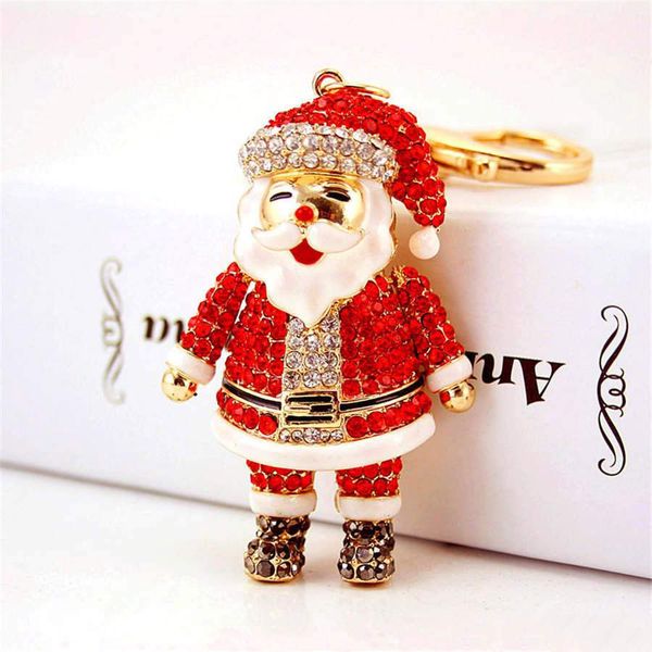 

christmas theme creative diamond santa car keychain handbags accessories christmas metal pendant gifts dhl ing