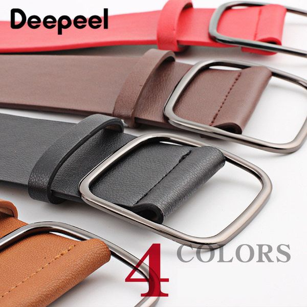 

deepeel 1pc 6.5*103cm harajuku women wide waistband fashion square buckle faux leather belts coat dress decoration wild yb467, Black;brown