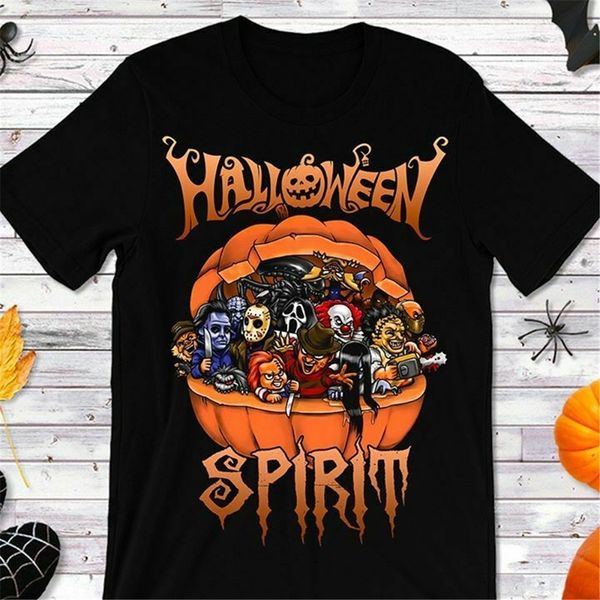 

halloween spirit pumkins halloween black t-shirt fitness tee shirt