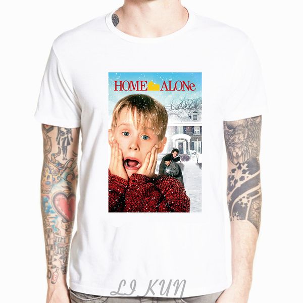 

home alone movie funny poster cool retro t shirt men white tshirt summer tee-shirt plus size 4xl 5xl kids t shirt