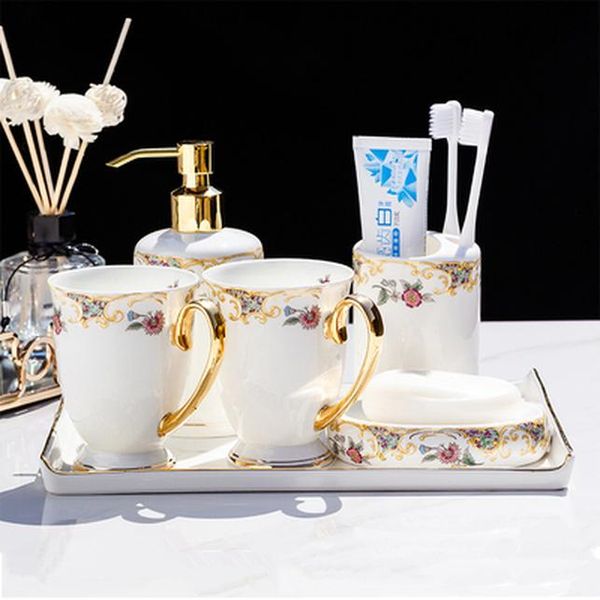 

зубная щетка набор мыло керамические кружки 6 подносов подарки аксессуары полоскание 4 с держателем свадебные мыльница набор для ванной комн