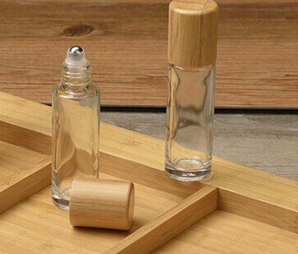 

new 10ml bamboo roll on bottle packaging bamboo shell steel roller ball bottles ing