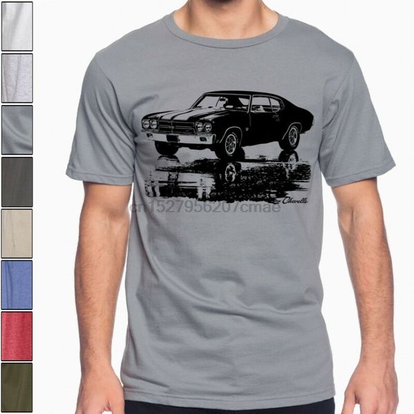 

1970 chevy chevelle ss silhouette american muscle car racing soft cotton t-shirt