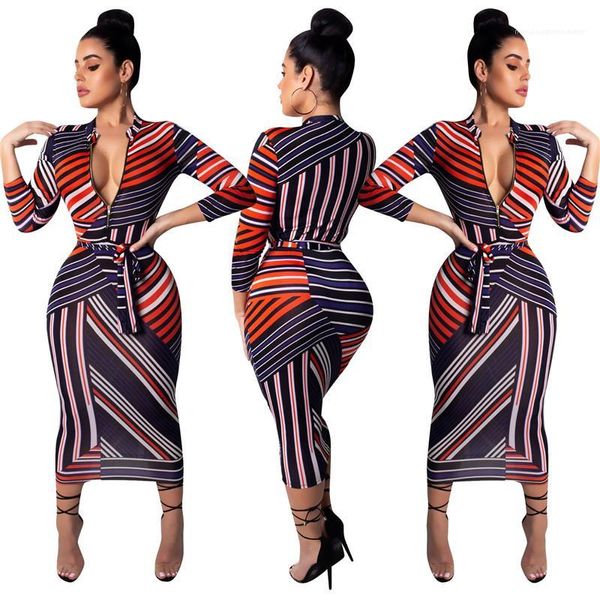 

dresses with zipper crew neck striped autumn dresses winter long sleeve skinny color block casual womens designer bodycon, Black;gray
