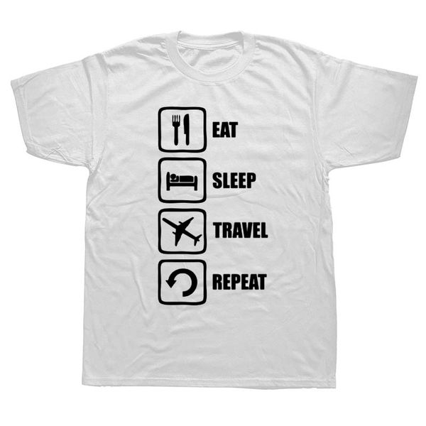 

interesting men's t-shirt eat sleep travel repeat flying plane style world 3d printed tee shirt short sleeve tee