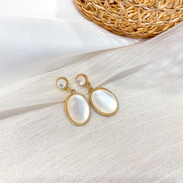 

dangle & chandelier silver color needle big opal earrings gold for women fashion korea jewelry femme 2021 boho oorbellen
