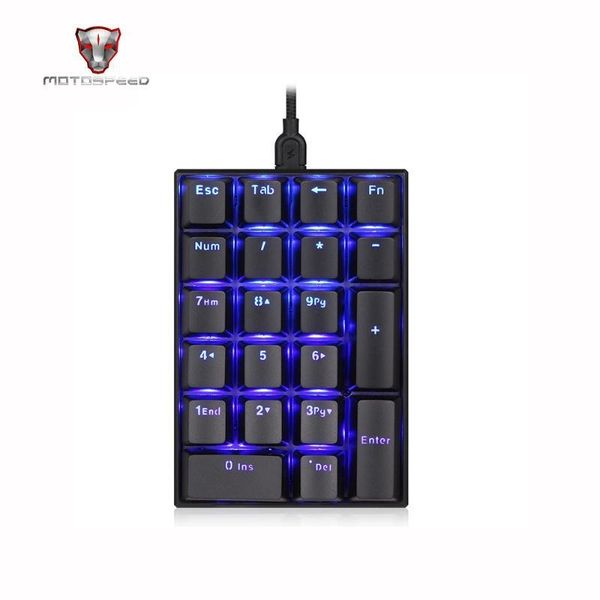 

motospeed k23 keyboard usb wired numeric mechanical keyboard 21 keys blue backlight with outemu blue switch usb type-c
