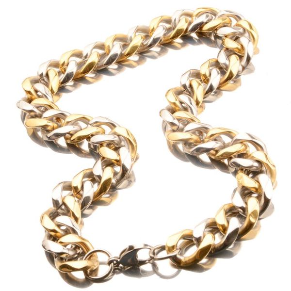 

19mmcool stainless steel silver color&gold cuban curb chain biker jewelry men's unisex's necklace or bracelet 7-40