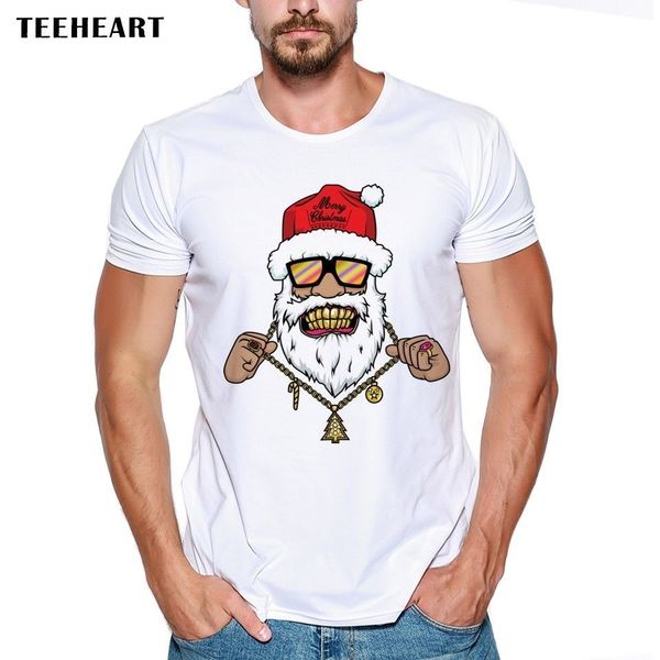 

2019 male selling hipster crazy gangster santa claus bling chain funny joke men t shirt tee summer tee shirt