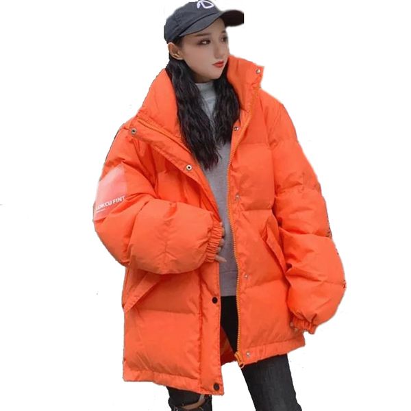 

women's down & parkas cotton padded jacket women mid-length harajuku loose streetwear bf student winter parka, Black