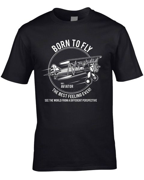 

mens pilot t-shirt gift fly flying captain born to fly airplane