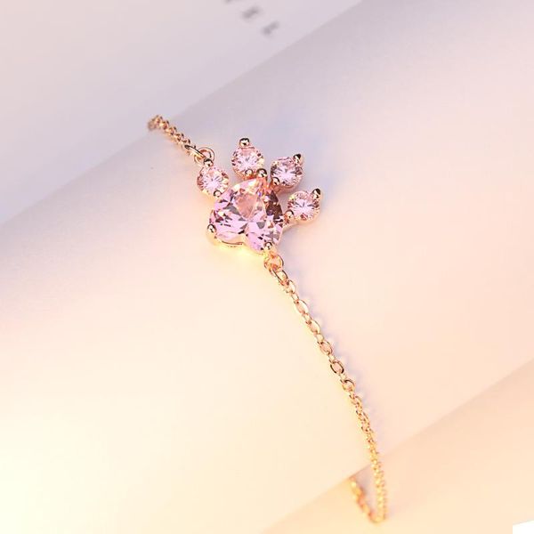 

link, chain pink footprints bracelets rose gold plated hand jewelry supply of goods, Black